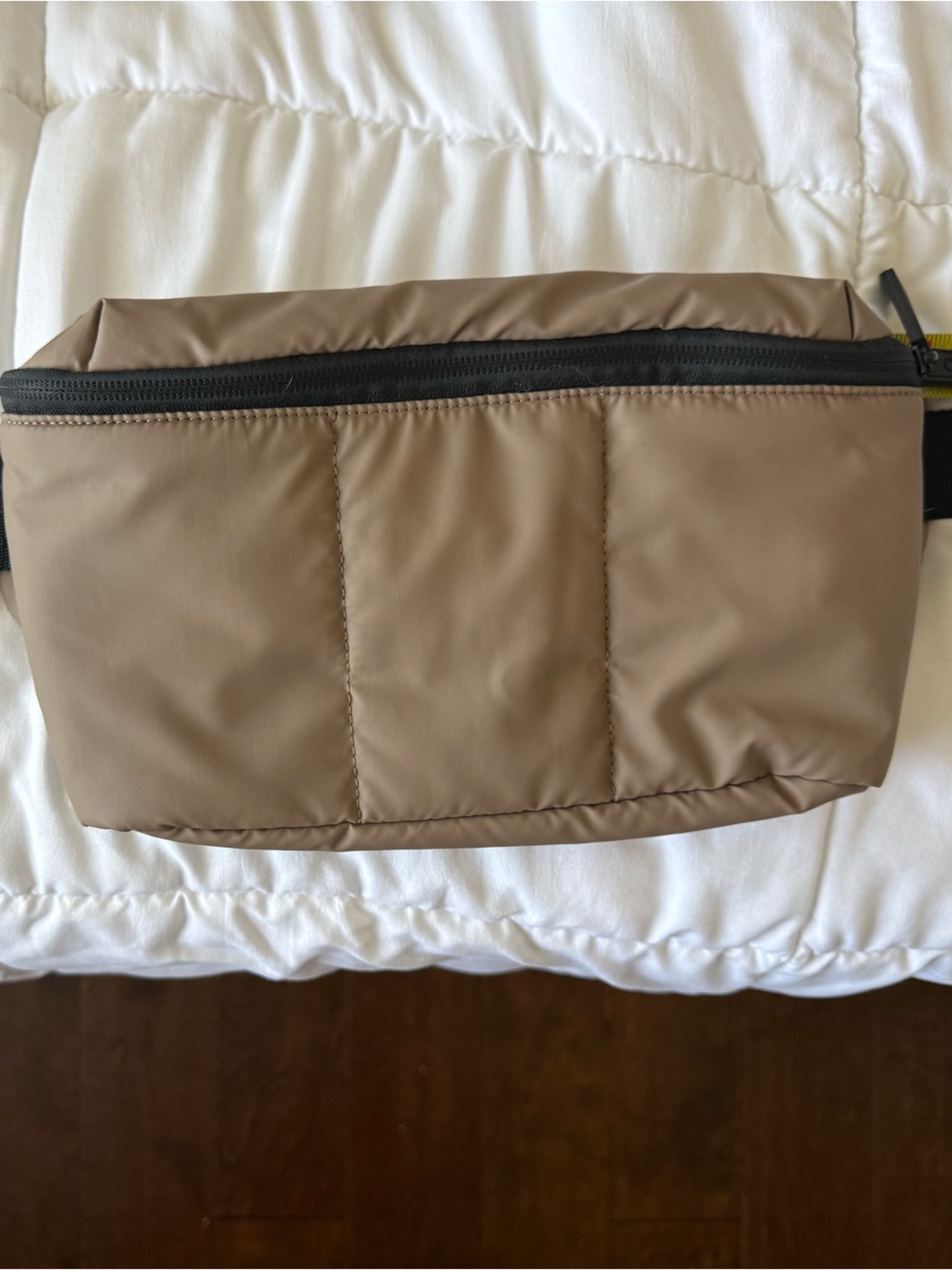 CalPak beige crossbody, waist pack. Barely used. Back zipper, front zipper,